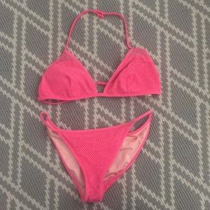 Neon pink bikini set